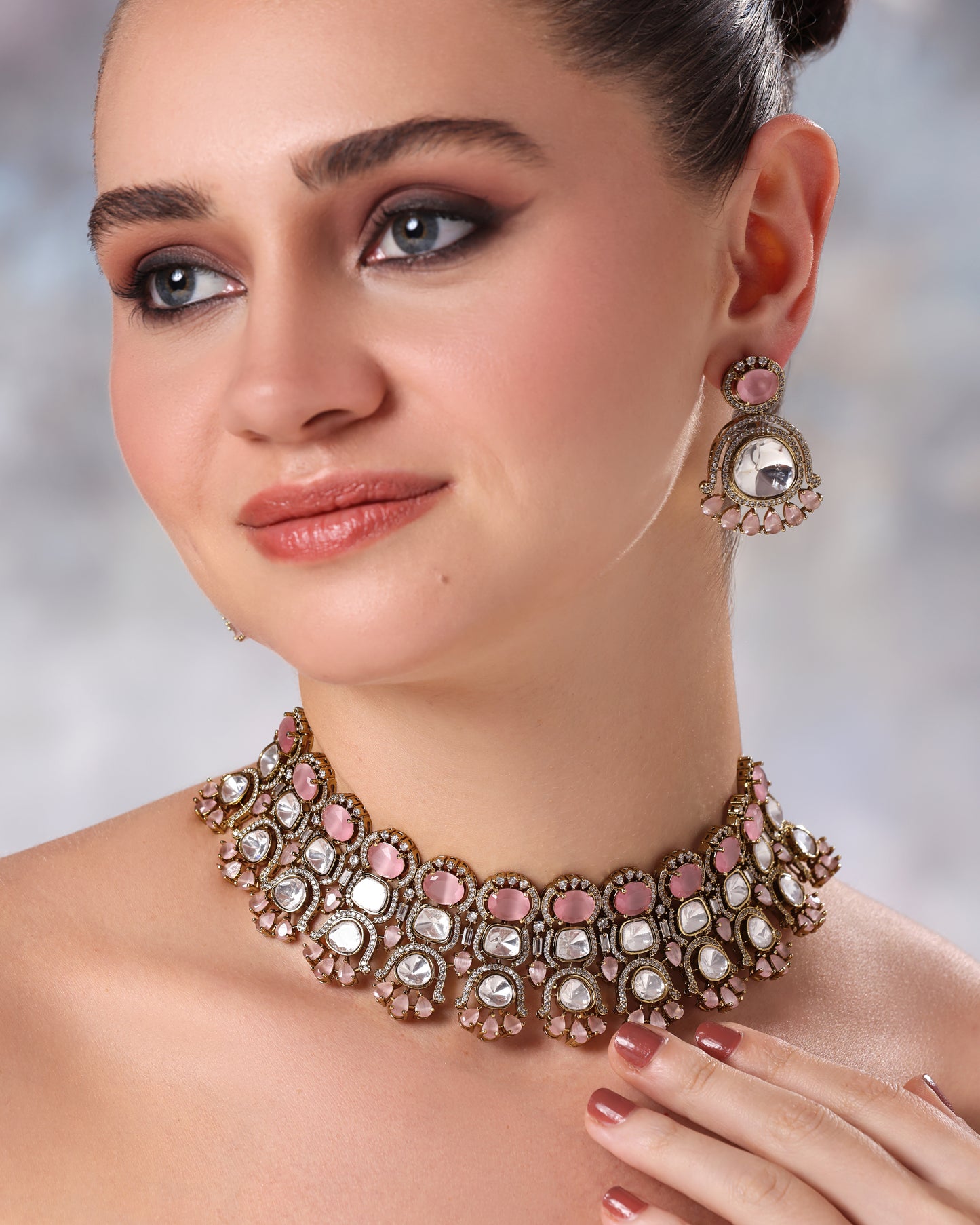 Rose Bloom Doublet Choker Necklace